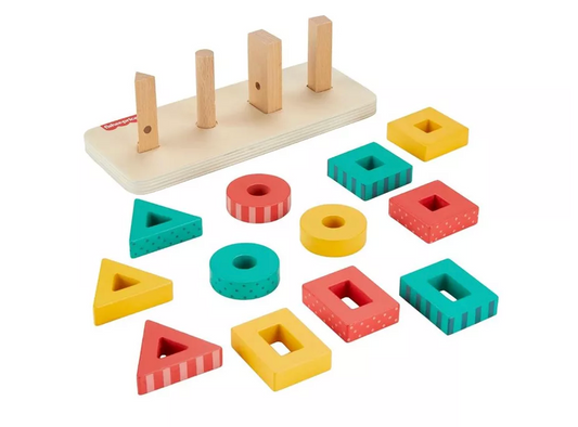 Fisher-Price |  Wooden Shape Stacker Toddler Sorting Toy ( Premium Toy )